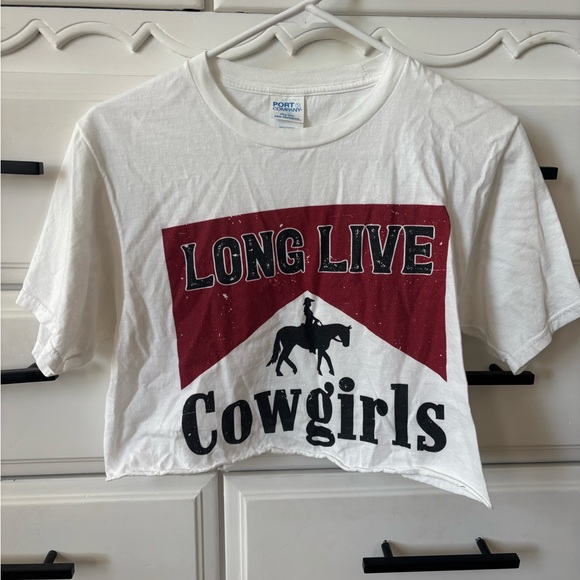 Amazon Tops - Amazon White and Red Cowgirl Crop Top
